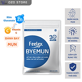 Viên uống Feelex Byemun Giảm Mụn viêm, Ẩn, Thâm, Đầu Đen Cho Da Dầu Mụn Bổ sung Kẽm ZinC,vitamin C gói 30 viên