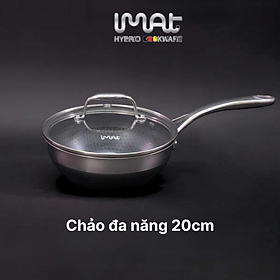 Mua  Hàng chính hãng  Chảo xào/ đa năng sâu lòng inox iMat Hybrid Blackcube 20cm  Phủ chống dính Daikin-Nhật Bản thế hệ mới
