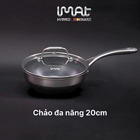 [Hàng chính hãng] Chảo xào/ đa năng sâu lòng inox iMat Hybrid Blackcube 20cm, Phủ chống dính Daikin-Nhật Bản thế hệ mới