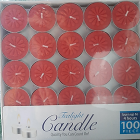 Mua Combo 2 Hộp 100 Viên Nến Tealight Cháy 4h Không Mùi Không Khói - Nến Xông Tinh Dầu - Màu đỏ