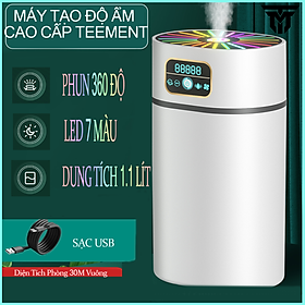 Mua Máy Phun Sương Tạo Ẩm Không Khí Teement   Máy Xông Và Khuyếch Tán Tinh Dầu Dung Tích 1.1 Lít Với 3 Chế Độ Phun  Tích Hợp Đèn Ngủ Tự Thay Đổi Màu Sắc  Độ Ồn Thấp  Phun Liên Tục 8h Và Tự Ngắt Khi Hết Nước  Sạc Usb Tiên Lợi   - Hàng Chính Hãng