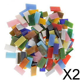 2x150 Pieces Rectangle Shape Glass Mosaic Tiles for Arts DIY Crafts 10x20mm