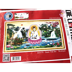 Mua tranh thêu chữ thập Quan thế âm 76x43cm - chưa thêu