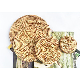 Mua Tấm lót bàn cách nhiệt lót chén dĩa Lót ly mây guột tự nhiên KT 13cm lót  decor chụp ảnh  trang trí phụ kiện bàn ăn (1 cái)
