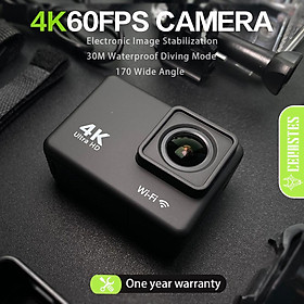 Máy ảnh hành động chống lắc 4K/60fps WiFi với màn hình điều khiển từ xa Trò chơi thể thao chống thấm máy quay máy quay máy ảnh EIS Color: Action Camera-1