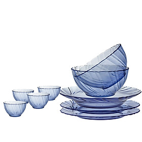 Bộ bàn ăn 9 món Duralex - Beau Rigave Thủy tinh cường lực cao cấp Pháp