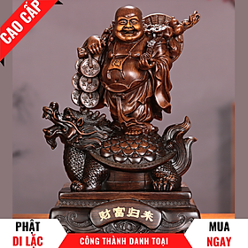 Tượng Phật Di Lặc Cưỡi Long Quy Trang Trí Phong Thủy Cao 23cm