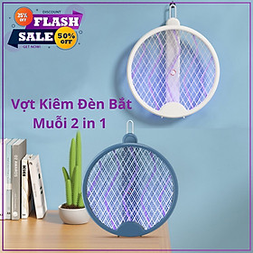 Vợt Muỗi Thông Minh Gấp Gọn 2 Chế Độ - Kiêm Đèn Bắt Muỗi Tự Động Ban Đêm, 2 Lớp Lưới Bảo Vệ An Toàn 