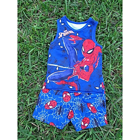 Bộ sát nách bé trai 2-7 tuổi vải thông hơi in nhện 3D, Quần áo hè cho bé cao cấp thoáng mát
