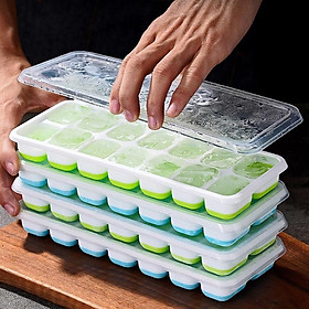 Mua Khay làm đá chống dính 14 ô có nắp đậy Khay đá silicon có nắp đậy chống mùi tủ lạnh