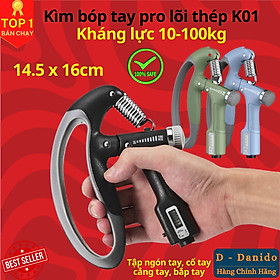 Kìm bóp tay, Kìm tập cơ tay dụng cụ tập gym tại nhà điều chỉnh lực 10-100kg có đếm số tự động D Danido