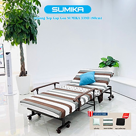 Giường xếp gọn cao cấp SUMIKA 339D, chiều rộng 80cm, khung thép, có bánh xe di chuyển