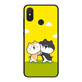 Ốp lưng dành cho điện thoại Xiaomi Redmi Note 6 Pro  Cún Vàng Và Đen