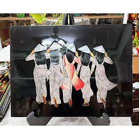 Mua Tranh sơn mài - CÔ GÁI ÁO DÀI VIỆT NAM - Cẩn trứng chìm cao cấp