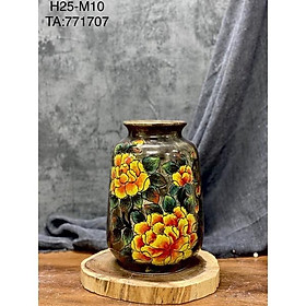 Mua Bình cắm hoa men thô dáng vò cao  họa tiết vẽ thủ công. Gốm sứ Bát Tràng.