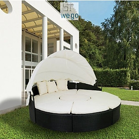 Mua WEGO BỘ GHẾ SOFA MÂY NHỰA NGOÀI TRỜI/ BỘ BÀN GHẾ SOFA SÂN VƯỜN CÓ MÁI CHE//Outdoor Furniture Rattan Chair Sofa Set Balcony Table Garden Sofa 3 seater