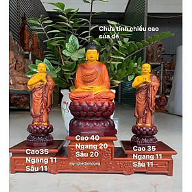 Mua Combo 4 thứ tượng phật thích ca cao 40 và cặp tượng a nan ca diếp +kệ chân đế bằng gỗ hương đá pu giả cổ