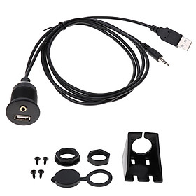 USB & 3.5mm Aux Flush   Panel Mount Extention Cable 1 Meter for