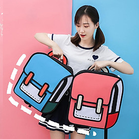 Balo đi học Cặp học sinh hoạt họa 3D phong cách truyện tranh Nhật Bản - Tặng bộ đồ dùng học tập
