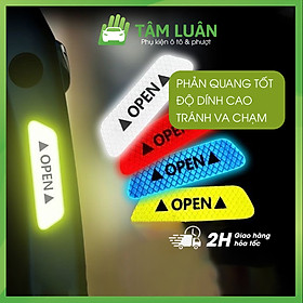 Bộ 4 Decal phản quang OPEN dán cửa oto cảnh báo an toàn, chống va chạm TÂM LUÂN Chổi lau tẩm dầu - Hàng chính hãng