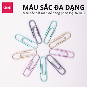 Hộp 160 ghim vòng kẹp giấy tài liệu văn phòng phẩm giữ văn bản học sinh văn phòng màu sắc pastel đa năng tiện lợi Deli