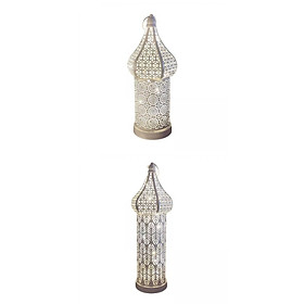 2x Moroccan Lantern Light Iron Desk Lamp Props for Home Garden Wedding Party