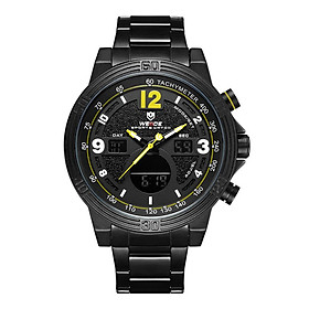 Đồng hồ nam WEIDE WH6908 kỹ thuật số 3ATM Đèn nền LCD chống nước, Lịch thể thao phát sáng -Màu vàng