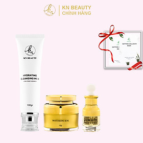 Bộ 3 sản phẩm Trắng Da Ngừa mụn KN Beauty chuyên sâu: Kem dưỡng 25g + Serum 30ml + Sữa rửa mặt 100gr  (Tặng 2 Mặt Nạ)