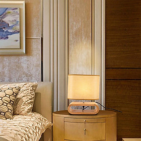 Bedside Wooden Table Lamp Desk Bedside Night Light for Study Bedroom US Plug