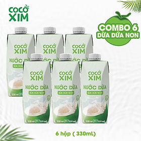 Combo 6 Hộp Nước dừa đóng hộp Cocoxim dứa non dung tích 330ml/Hộp