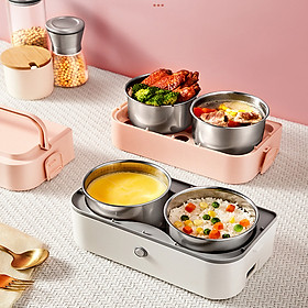 Hộp đựng cơm trua văn phòng đa năng cắm điện kèm 4 khay inox