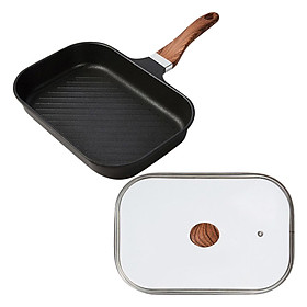 Chảo Vuông Nấp Kính Chefria Size 30 CNSQ-30IHGL - Đen (47 x 30 x 05 cm)