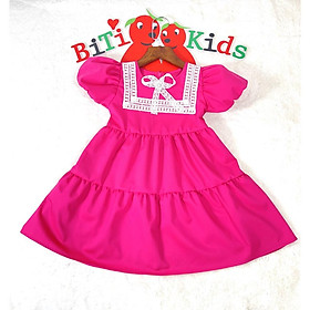 Đầm bé gái, váy trẻ em từ 0-8 (8-35kg) tuổi màu đỏ và hồng phối ren