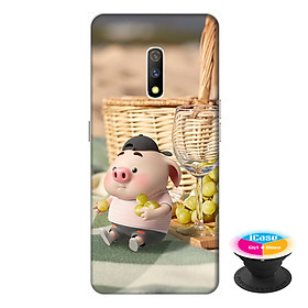 Ốp lưng dành cho điện thoại Realme X hình Heo Con Tham Ăn - tặng kèm giá đỡ điện thoại iCase xinh xắn - Hàng chính hãng