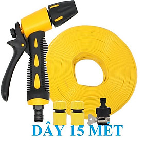 Vòi Xịt️Evoucher Bộ dây vòi xịt nước rửa xe, tưới cây , tăng áp 3 lần, loại 15m 206319 cút sập,nối nhựa đen+ đai