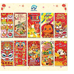 Combo 10 Bao Lì Xì Tết Quý Mão 2023 Cao Cấp - Chúc Năm Mới Trọn Vẹn Yêu Thương, Phát Tài Phát Lộc / Combo Trẻ Trung Lgn