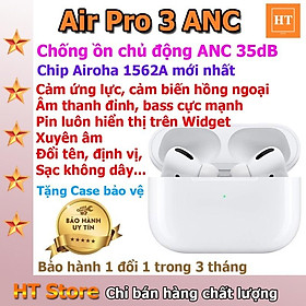 Tai nghe TWS AirPro 3 ANC Hồng Ngoại, Cảm ứng lực, Xuyên âm, Chống ồn chủ động, bản lề chống gập, hoàn thiện đẹp