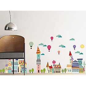 Decal dán tường thành phố bóng bay