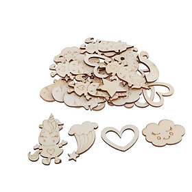 30pcs Wooden Cutouts Heart Shapes Wood Crafts Ornaments Wedding Decorations