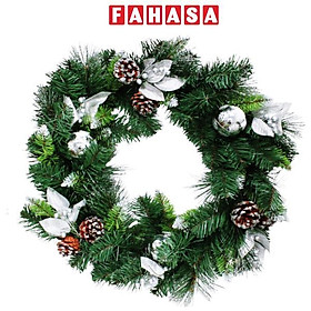 Vòng Hoa 3 Loại Lá Trang Trí Giáng Sinh 50 cm - Chaang Chiia LP-W20-3LL-SD