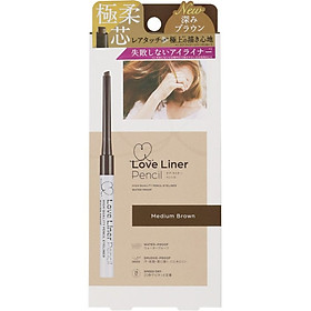 Bút Chì Kẻ Viền Mắt Nhật Bản Love Liner Pencil Eyeliner Medium Brown Màu Nâu Bột Mịn, Chống Mồ Hôi, Kiềm Dầu