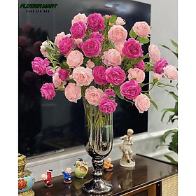 Mua Hoa hồng mẫu đơn cành 2 bông to 1 nụ thấp 65cm - Hoa giả trang trí tiệc cưới  phụ kiện chụp ảnh  để bàn