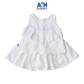 Bộ áo váy bé gái họa tiết Hoa trắng cotton boi thêu - AICDBGBHTOYU - AIN Closet