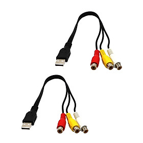 2 Pieces USB Male To 3RCA Female Video AV A/V Converter Cable Adapter For HDTV TV