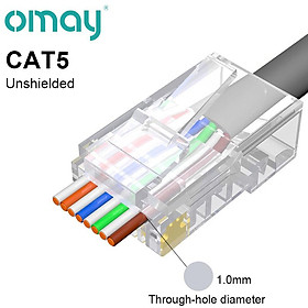 Cat6 Cat5e đi qua các đầu nối mạng phích cắm mô-đun RJ45