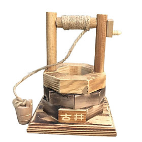 Simulation Wooden Well Model Miniatures Collectible Ornament Desk Decoration