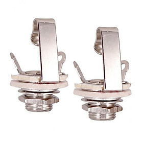 2x Pack of 2 Electric Guitar Bass 6.35mm Mono  Socket Plug Instrument Accs - Silver, 6.35mm