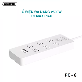 Ổ cắm điện Remax Power Strip PC-6 chui dẹp tích hợp 6 cổng sạc USB (Dài 1.8 mét) - HÀNG CHÍNH HÃNG