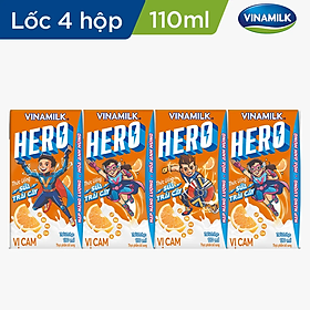 THỨC UỐNG SỮA TRÁI CÂY HERO VỊ CAM VINAMILK - HỘP X 110ML