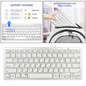 Portable Silver Mini Korean 78 Keys Wireless Bluetooth Keyboard for iPad